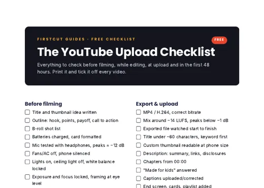 YouTube Upload Checklist
